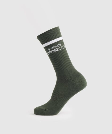 Gymshark Social Club Double Stripe 1pk Socks Olive | CA 3A16DN